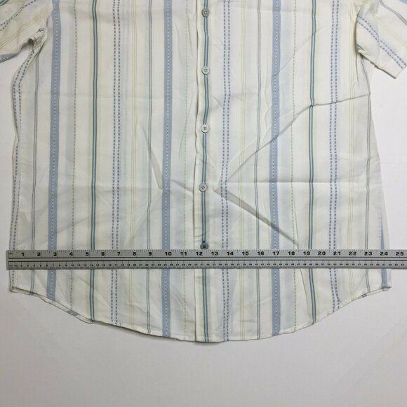 Cubavera Men's Button Up Short Sleeve Collared Shirt White Striped Size XL - Picture 6 of 10